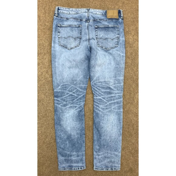 American Eagle Jeans Mens 34x32 Athletic Tapered Airflex+ Distressed Y2K Denim - Picture 3 of 11